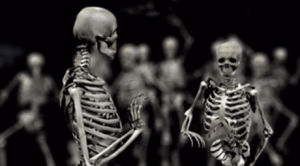weird,dance,black and white,skeleton,claymation