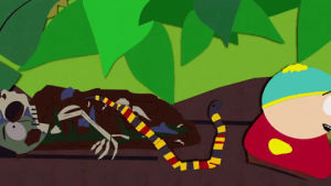 scared,eric cartman,skeleton,snake
