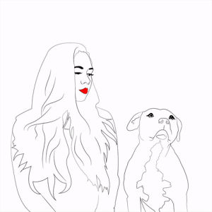 xavieralopez,love,pitbull,drawing,morphing,lines,art,dog,illustration,animal,woman,portrait,happiness,shapes,clean,hand drawn,dog lover