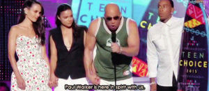 paul walker,fast and furious,vin diesel,ludacris,teen choice awards,jordana brewster,furious 7,tca,award shows,vin and michelle,omg apologies for the godawful quality,but these moments need to be ed