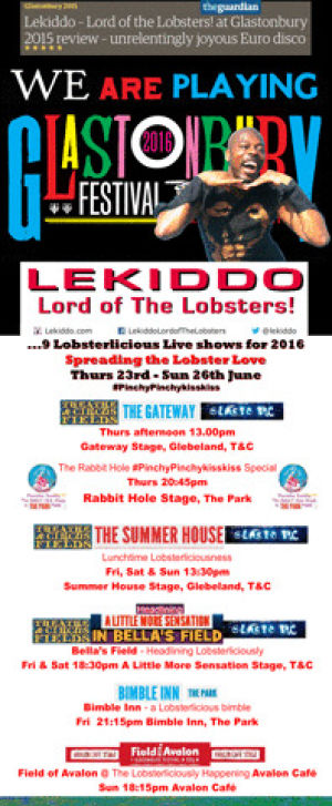 lekiddo,lord,rastamouse,lobsters,ppkk,theglastothingy,glasto2016,wwwlekiddocom