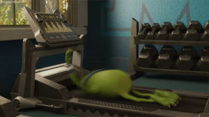 fail,cartoon,monsters inc,treadmill,exercising