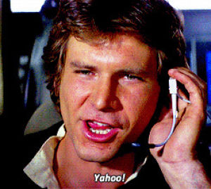 yahoo,millenium falcon,star wars,excited,han solo