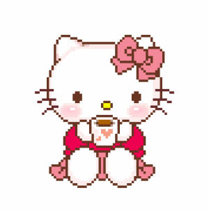 hello kitty,coffee,kawaii n shit,pixel