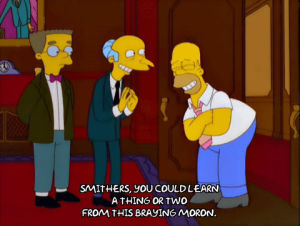 homer simpson,episode 16,laughing,season 13,waylon smithers,learning,13x16,pointing fingers,mr burns