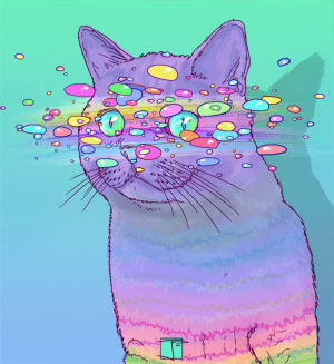 phazed,jacuzzi,psychedelics,psychedelic art,superphazed,cat art,trippy cat,rainbow art,cat,nabs,edm life