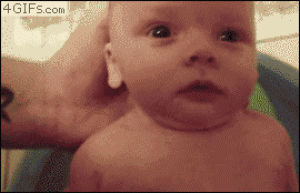 reaction,baby,water,bath