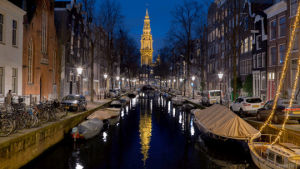 reflection,amsterdam,water,cinemagraph,street,church,cinemagraphs,tower,canal,boats,living stills,the webbys