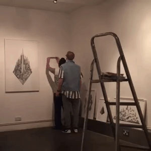 exhibition,timelapse,draw,art,drawing,artist,city,vine,gallery,hanging,cities,alex evans