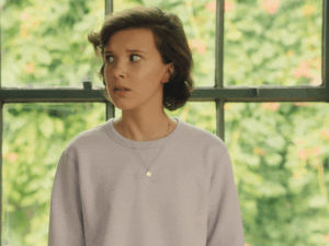 millie bobby brown,idk,cringe,uh,reaction,confused,awkward,shrug,um,converse,uncomfortable,not sure,first day feels,forever chuck
