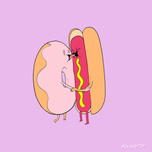 french kiss,valentines day,french,hot dog,make out,animation domination,love,cute,kiss,lol,hot,food,fox,fox adhd,heart,parker jackson,luv,tounge,dounut,animation domination high def