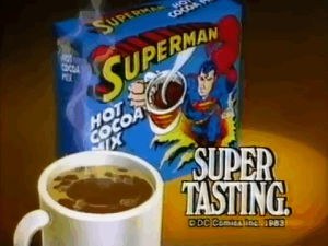 hot cocoa,80s,1980s,superman,commercial