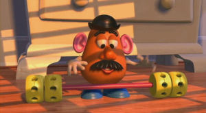 exercise,working out,mr potato head,workout,funny,cute,toy,toy story,potato