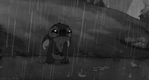 sad,cry,raining,stitch,black,lilo and stitch
