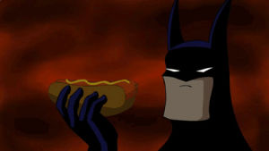 batman,eating,hot dog