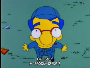 hello,season 4,episode 4,look,milhouse van houten,wonderful,haunted house,4x04,oh boy,look up,spookhouse