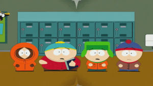 eric cartman,stan marsh,kyle broflovski,kenny mccormick,shocked,worried,realizing