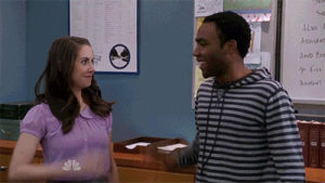 community,excited,donald glover,high five,alison brie,annie troy