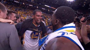 draymond green,kevin durant,happy,dancing,excited,yeah,green,golden state warriors,champions,pumped,nba finals,champs,kd,game 5,draymond,2017 nba finals,nba champions