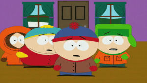 eric cartman,stan marsh,kyle broflovski,talking,house,confused,kenny mccormick