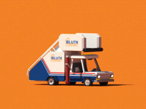 stair car,arrested development,orange,low poly,turnaround,3d modeling