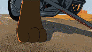 motorcycle,animation,bear,zombie,serious,2d animation,cigar