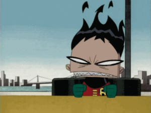 mad,robin,funny face,teen titans,flames,ceral,where is my ceral
