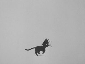 running,cat,cute,black and white,cartoon,kitten