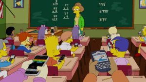 cartoon,school,technology,iphone,bored,texting,cell phone,blackberry,simpsons