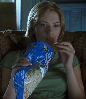 scarlett johansson,popcorn,eating popcorn,hot girls,movie,actors