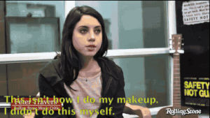 celebrities,interview,aubrey plaza,snacking,i didnt do this myself,this isnt how i do my makeup