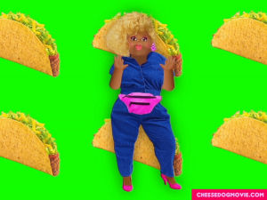 fanny pack,animation,dance,music video,90s,smile,retro,hair,neon,tacos,snaxtime,cheese dog