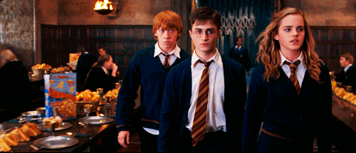 Image result for harry ron hermione gif