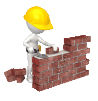 guy building a wall