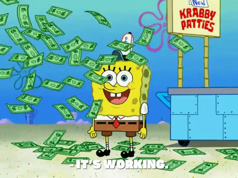 Губка боб боб квадратные штаны. Губка бубка. Spongebob много денег. Spongebob with money meme. Гифка спанч боб.