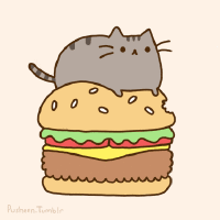 pusheen cat eating pizza