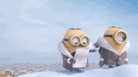 Гифки Зима Медведь Миньоны GIF