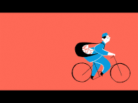 GIF postman, illustration, bicycle, best animated GIFs animation, colorful, cyclist, free download 